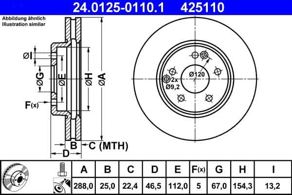Disc frana ATE 24.0125-0110.1