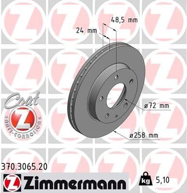 Disc frana ZIMMERMANN 370.3065.20
