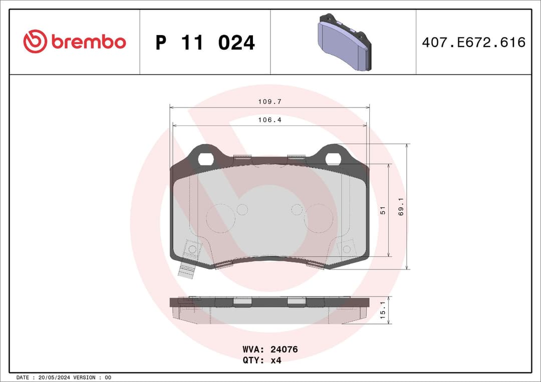 set placute frana,frana disc BREMBO PRIME LINE P 11 024