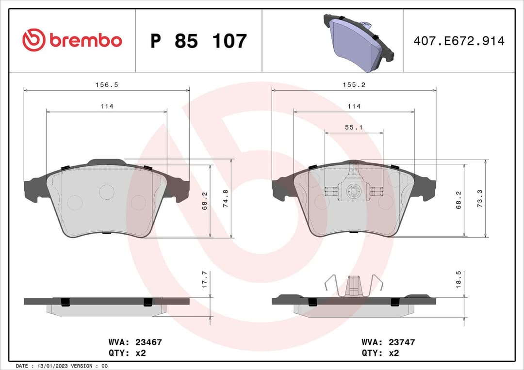 set placute frana,frana disc BREMBO PRIME LINE P 85 107