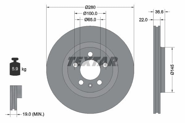 Disc frana TEXTAR PRO+ 92082305