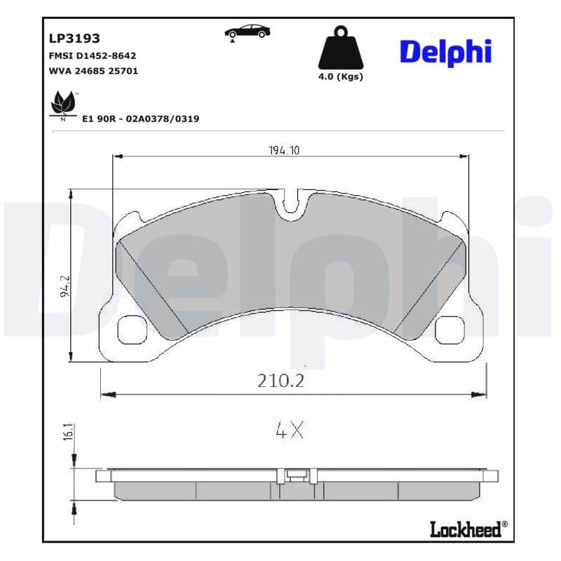 set placute frana,frana disc DELPHI LP3193
