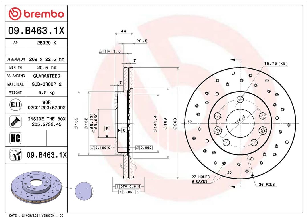 Disc frana BREMBO 09.B463.1X