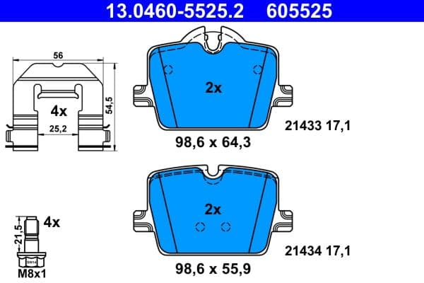 set placute frana,frana disc ATE 13.0460-5525.2