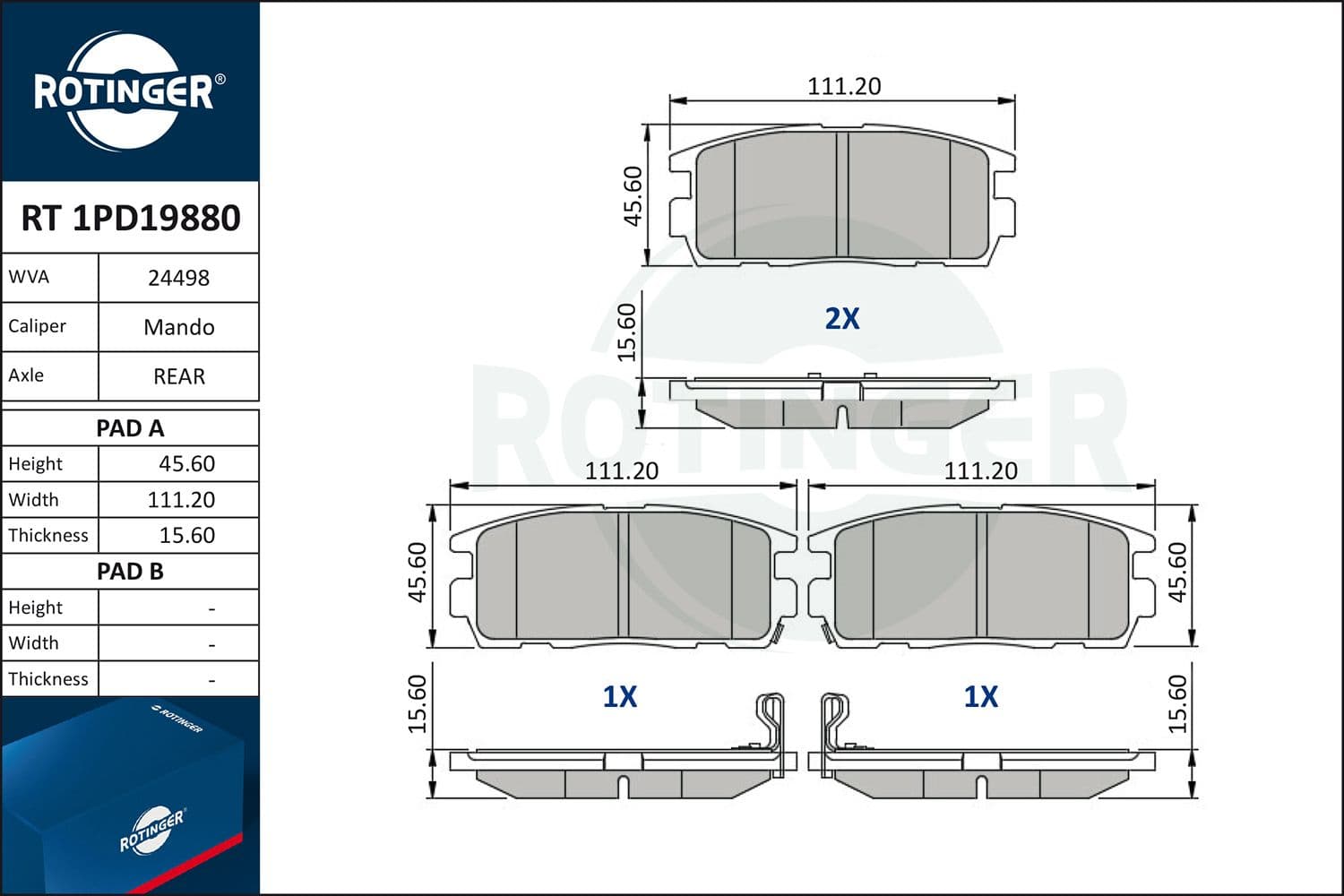 set placute frana,frana disc ROTINGER RT 1PD19880