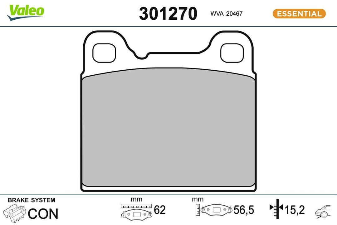 set placute frana,frana disc VALEO ESSENTIAL 301270