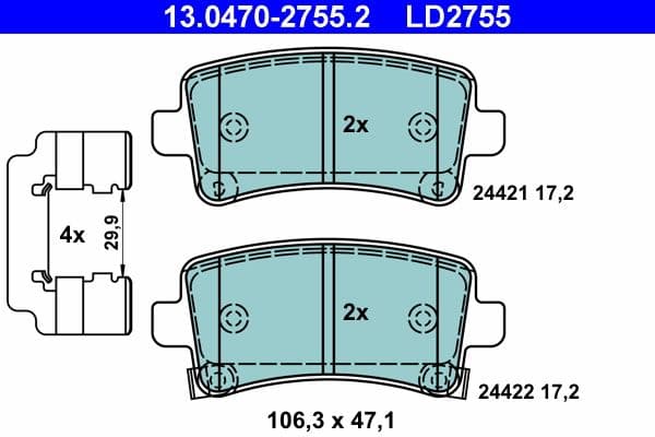 set placute frana,frana disc ATE Ceramic 13.0470-2755.2