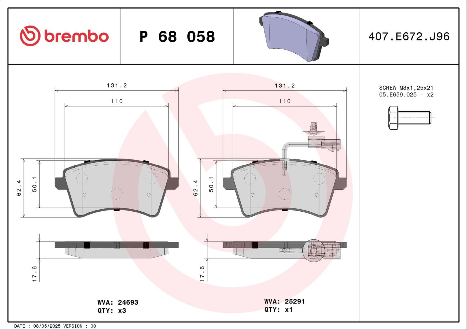 set placute frana,frana disc BREMBO PRIME LINE P 68 058