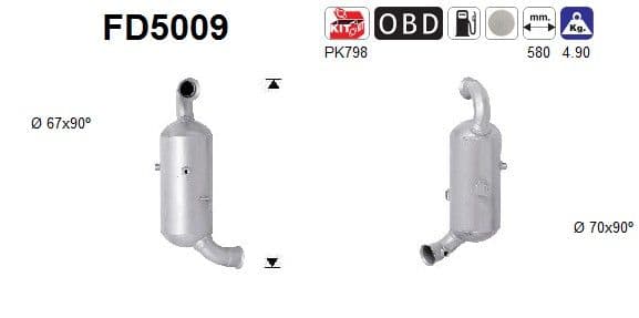 Filtru funingine/particule, sist.de esapament AS FD5009