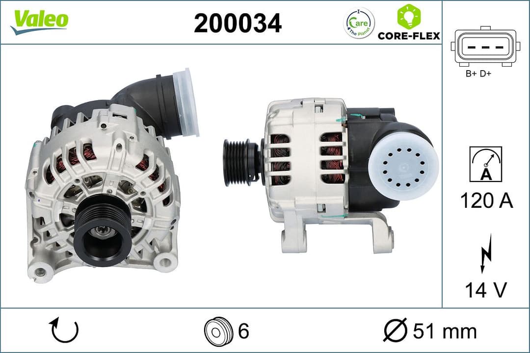 Generator / Alternator VALEO CORE-FLEX 200034