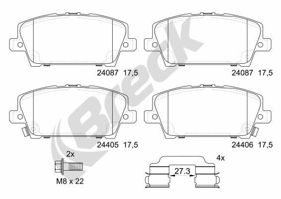 set placute frana,frana disc BRECK 24087 00 701 10