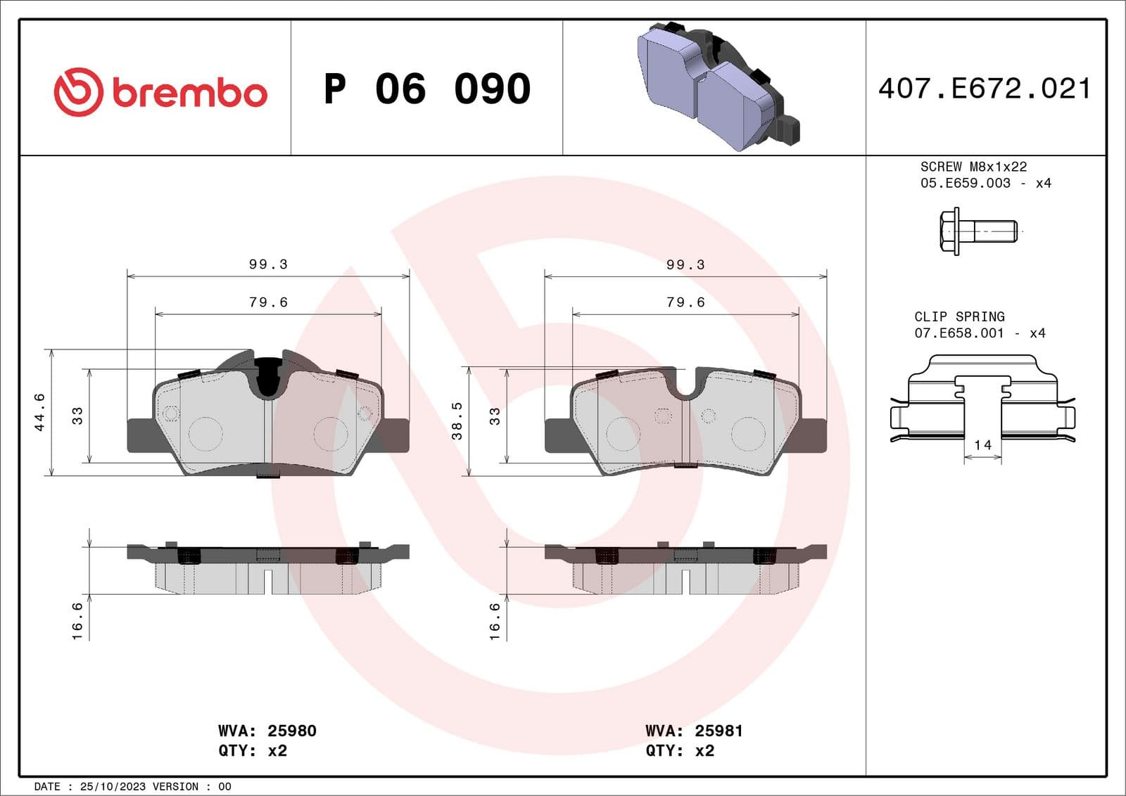 set placute frana,frana disc BREMBO PRIME LINE P 06 090