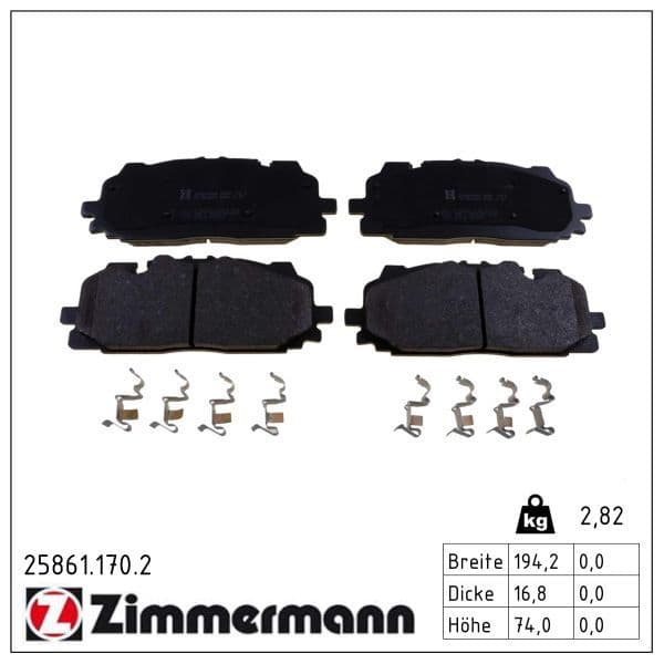 set placute frana,frana disc ZIMMERMANN 25861.170.2