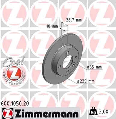 Disc frana ZIMMERMANN 600.1050.20