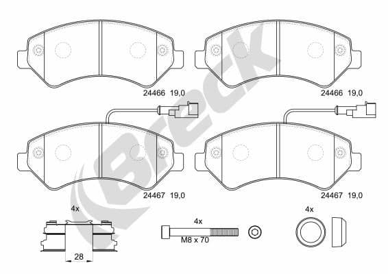set placute frana,frana disc BRECK 24467 00 703 10