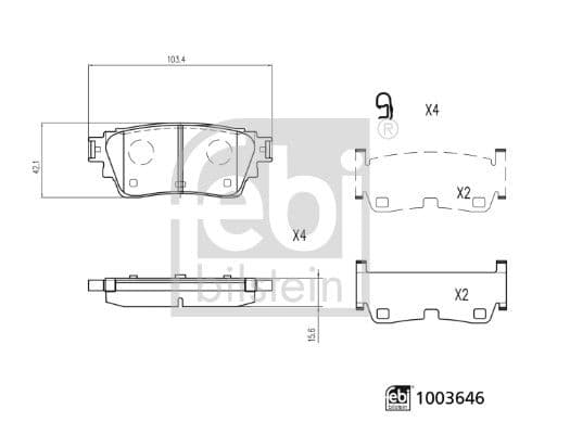 set placute frana,frana disc FEBI BILSTEIN 1003646