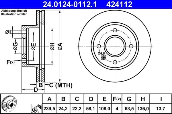 Disc frana ATE 24.0124-0112.1