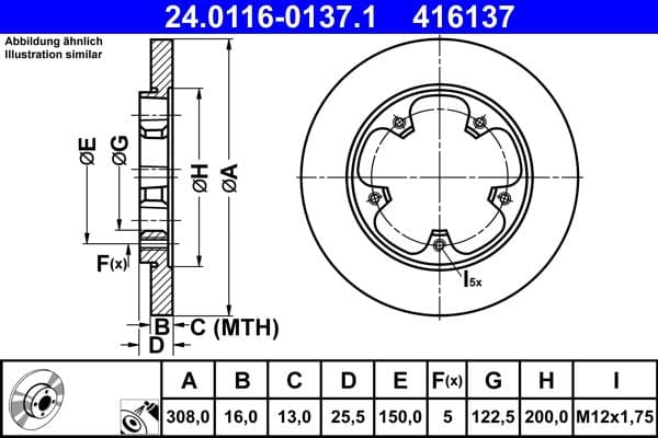 Disc frana ATE 24.0116-0137.1