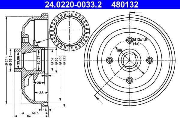 Tambur frana ATE 24.0220-0033.2