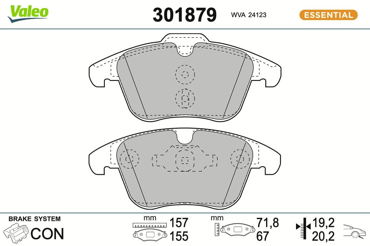 set placute frana,frana disc VALEO ESSENTIAL 301879