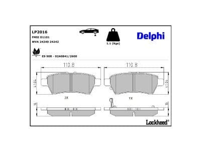 set placute frana,frana disc DELPHI LP2016