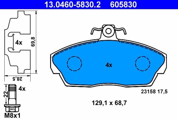 set placute frana,frana disc ATE 13.0460-5830.2