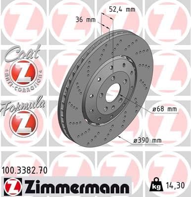 Disc frana ZIMMERMANN FORMULA Z 100.3382.70