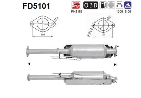 Filtru funingine/particule, sist.de esapament AS FD5101