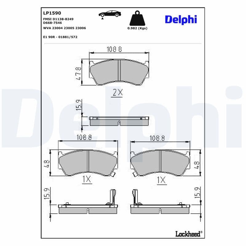 set placute frana,frana disc DELPHI LP1590
