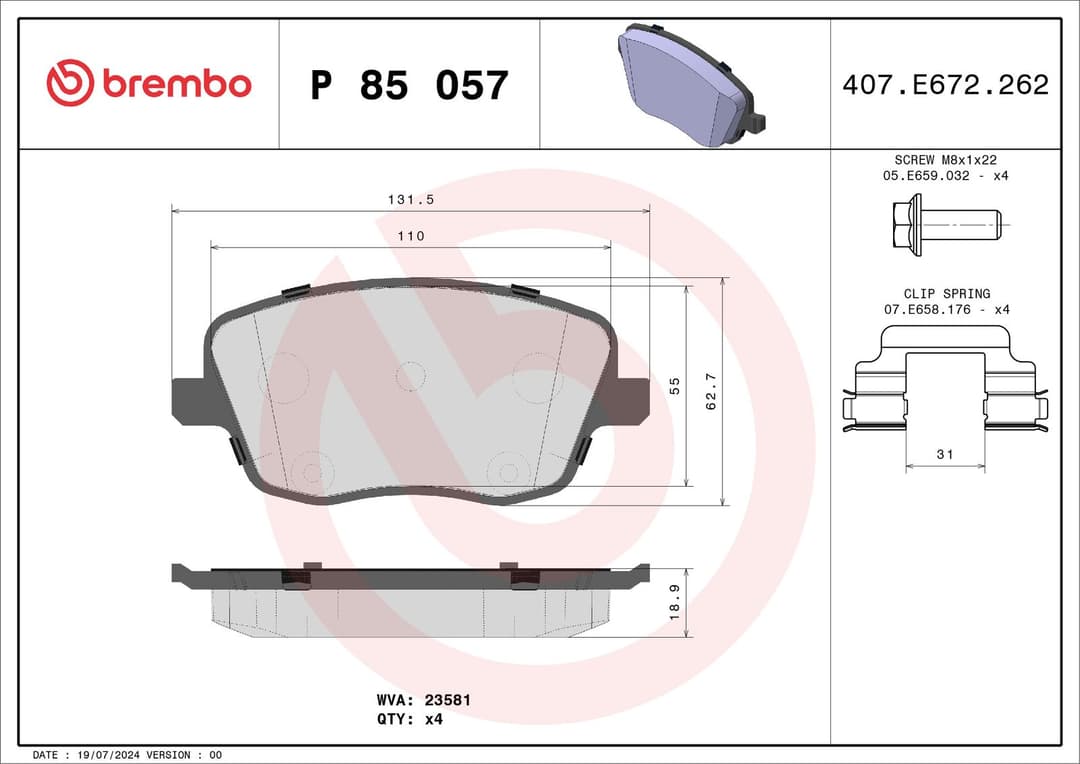 set placute frana,frana disc BREMBO PRIME LINE P 85 057