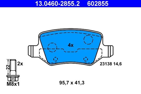 set placute frana,frana disc ATE 13.0460-2855.2