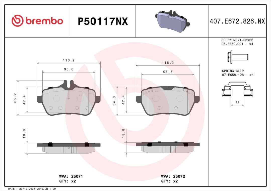 set placute frana,frana disc BREMBO P50117NX