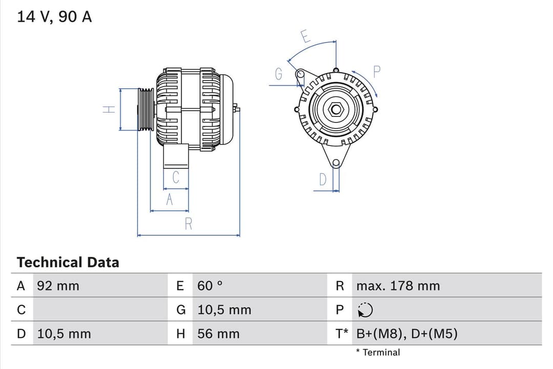 Generator / Alternator BOSCH 0 986 039 750
