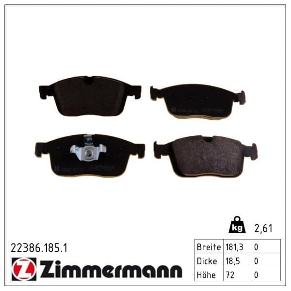 set placute frana,frana disc ZIMMERMANN 22386.185.1