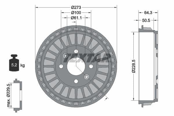 Tambur frana TEXTAR 94046100