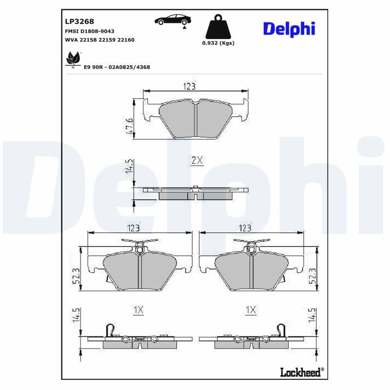 set placute frana,frana disc DELPHI LP3268