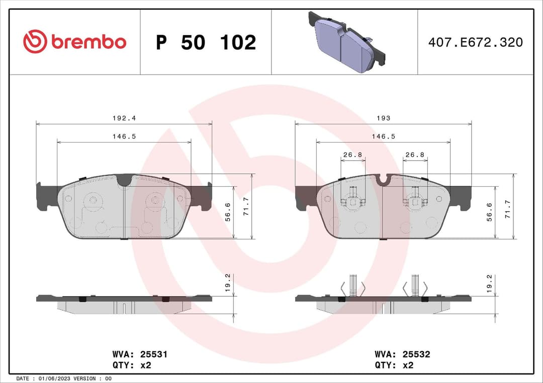 set placute frana,frana disc BREMBO PRIME LINE P 50 102
