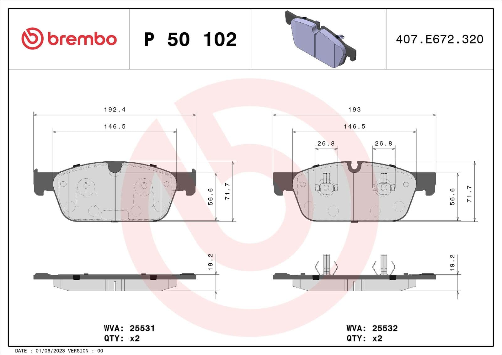set placute frana,frana disc BREMBO PRIME LINE P 50 102