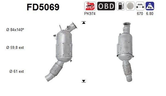 Filtru funingine/particule, sist.de esapament AS FD5069