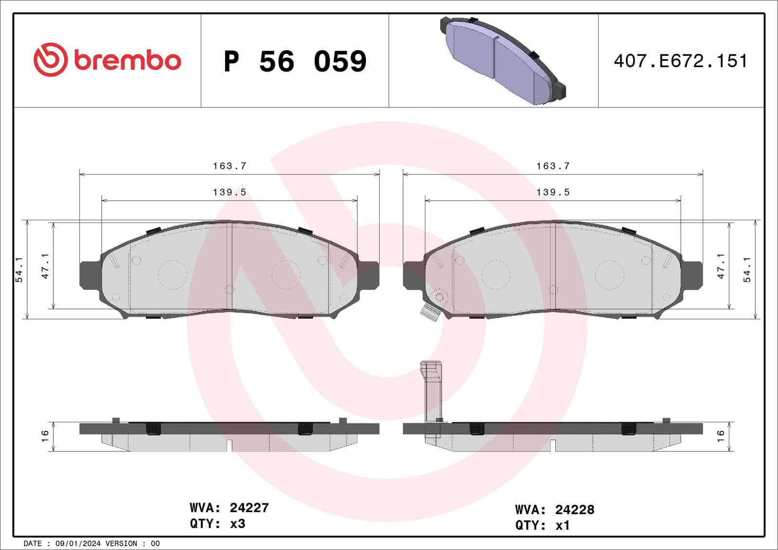 set placute frana,frana disc BREMBO PRIME LINE P 56 059
