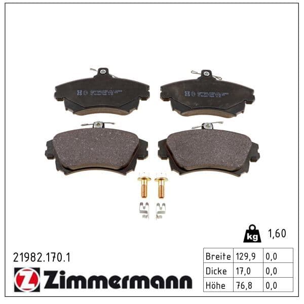 set placute frana,frana disc ZIMMERMANN 21982.170.1