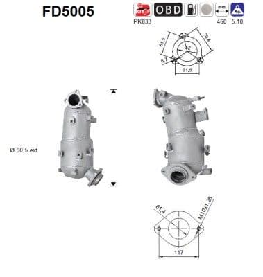 Filtru funingine/particule, sist.de esapament AS FD5005