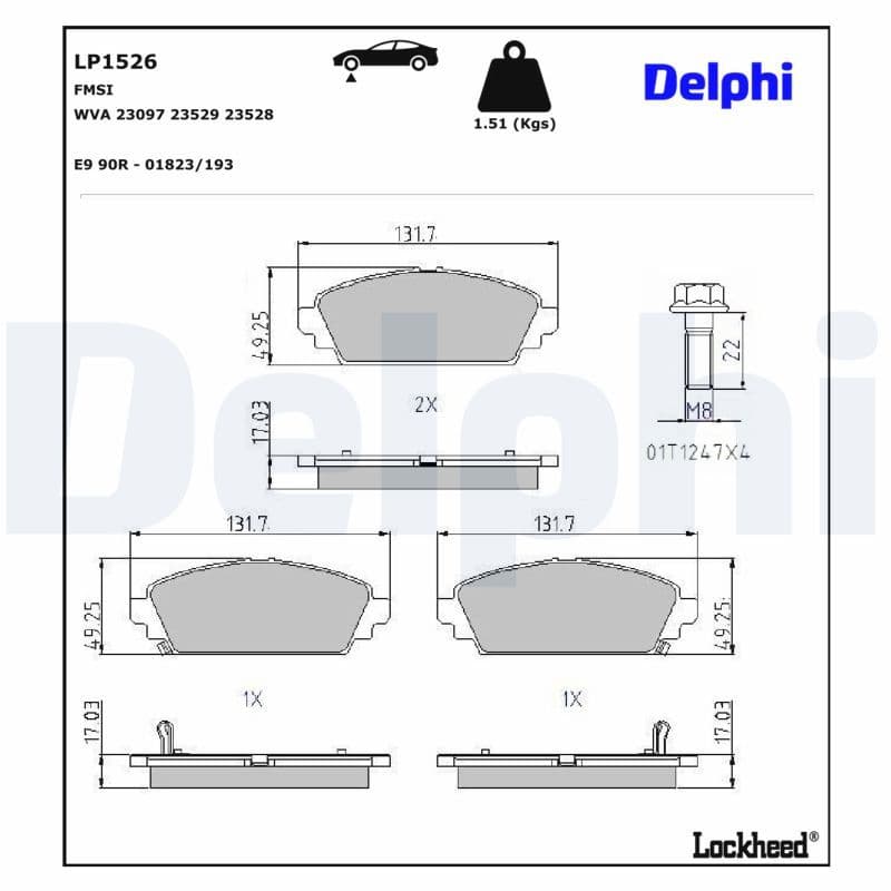 set placute frana,frana disc DELPHI LP1526