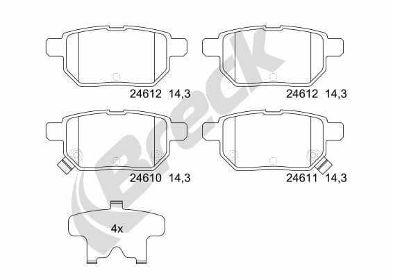 set placute frana,frana disc BRECK 24610 00 704 10