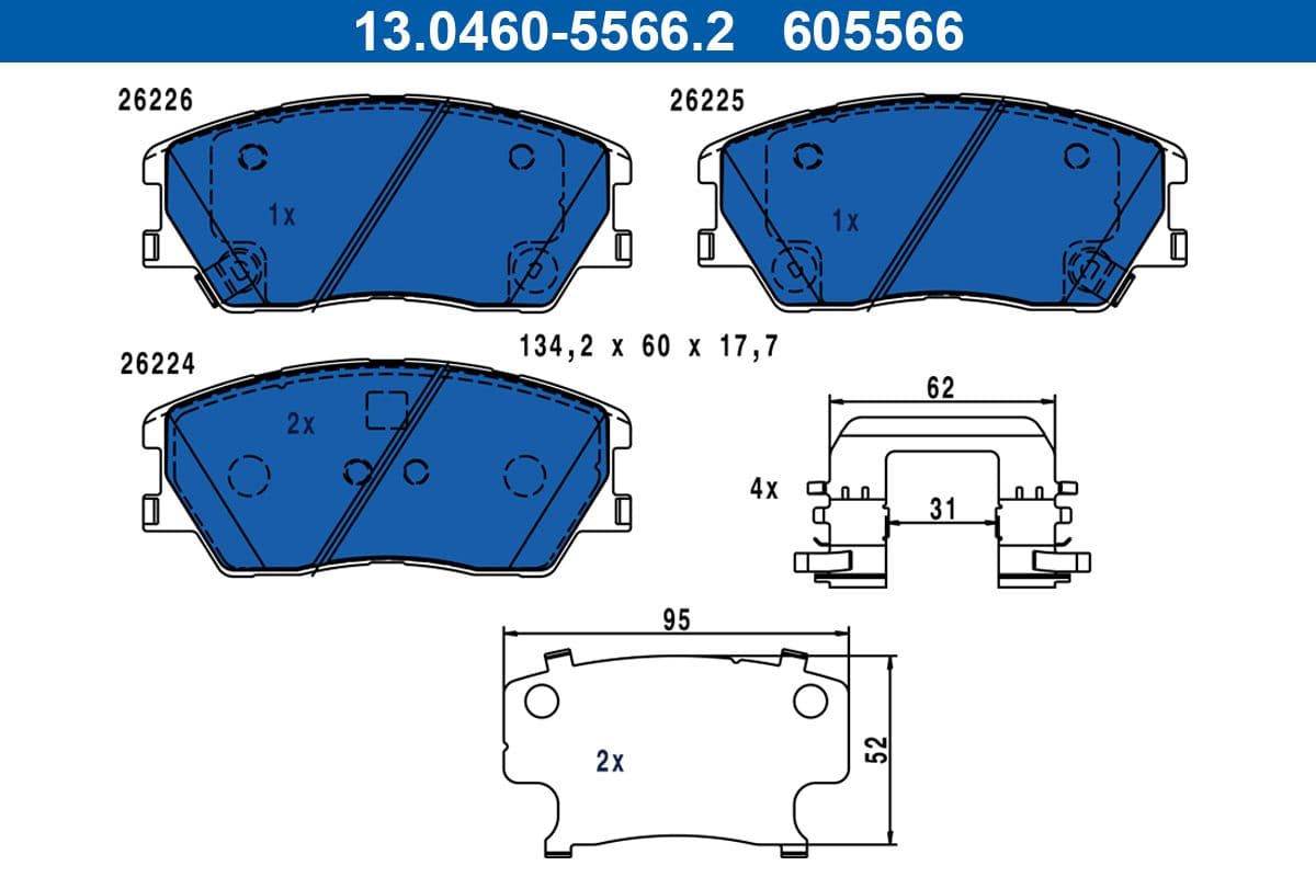set placute frana,frana disc ATE 13.0460-5566.2