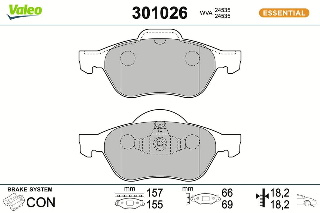 set placute frana,frana disc VALEO ESSENTIAL 301026