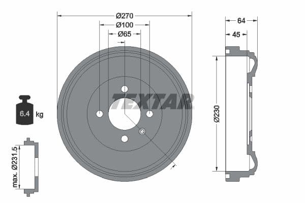 Tambur frana TEXTAR 94012000