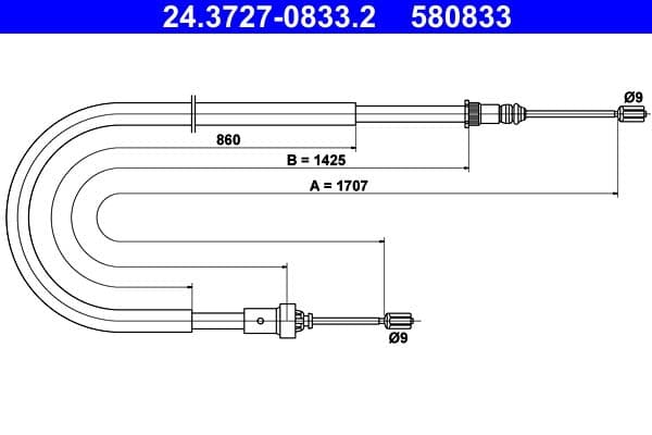 Cablu, frana de parcare ATE 24.3727-0833.2