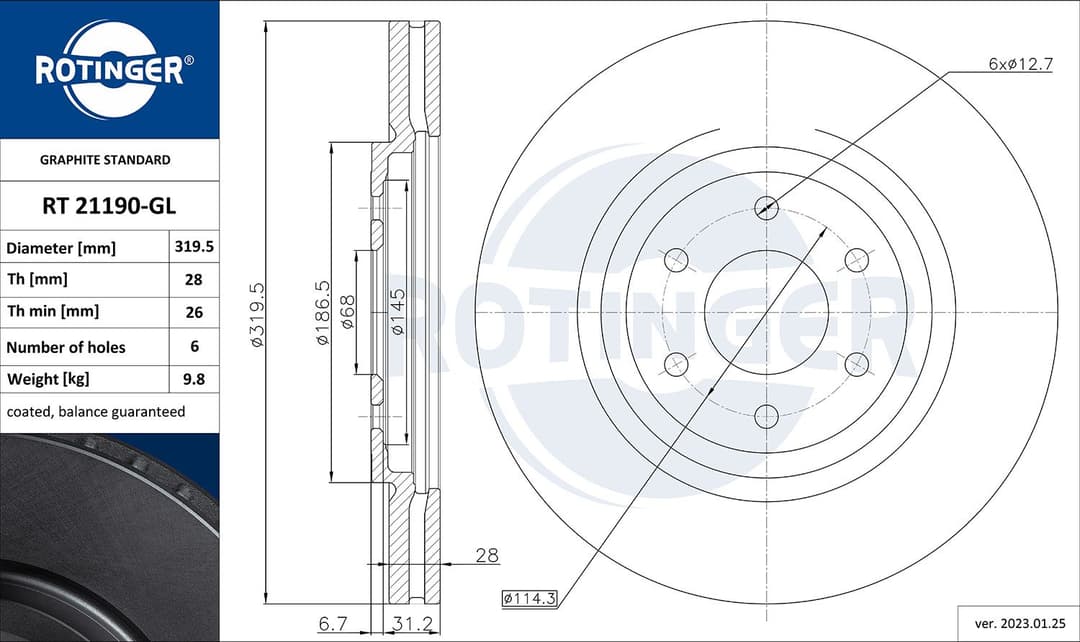 Disc frana ROTINGER RT 21190-GL