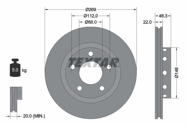 Disc frana TEXTAR 92098400